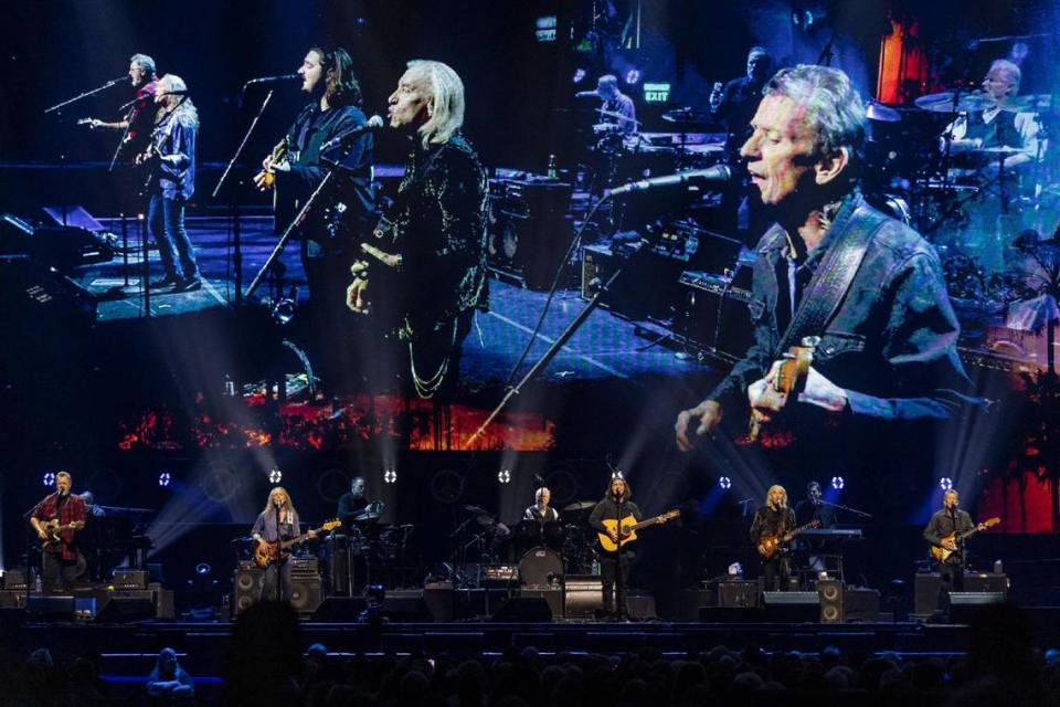 The Eagles perform during their “The Long Goodbye” tour at Rupp Arena in Lexington, Ky., on Tuesday, Nov. 14, 2023.