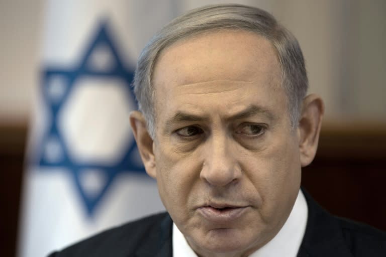 Israeli Prime Minister Benjamin Netanyahu chairs the weekly cabinet meeting at his office in Jerusalem on September 6, 2015