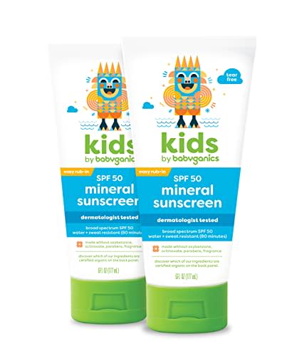 Babyganics SPF 50 Kids Sunscreen Lotion | UVA UVB Protection | Octinoxate & Oxybenzone Free | Water & Sweat Resistant, 6 Fl Oz (Pack of 2) (Amazon / Amazon)