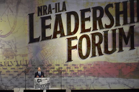 Wayne LaPierre, Executive Vice President of the National Rifle Association (NRA), speaks during the NRA's annual meeting in Nashville, Tennessee April 10, 2015. REUTERS/Harrison McClary