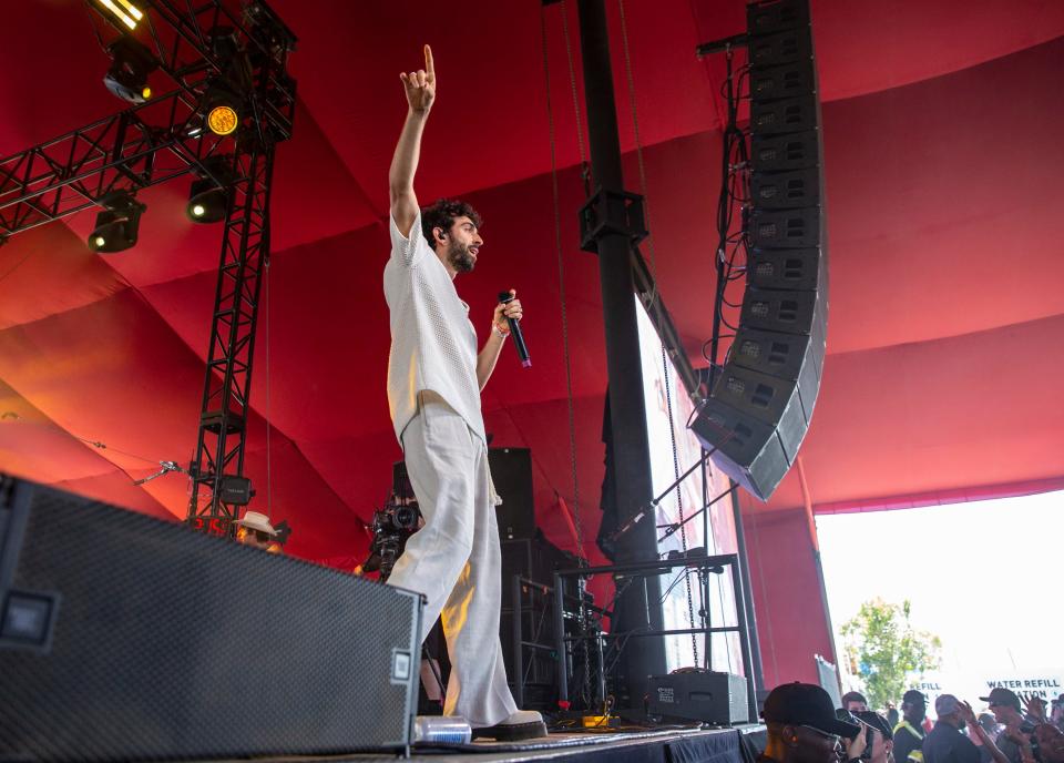 ¿Téo? performs in the Gobi tent during the Coachella Valley Music and Arts Festival at the Empire Polo Club in Indio, Calif., Friday, April 21, 2023. 