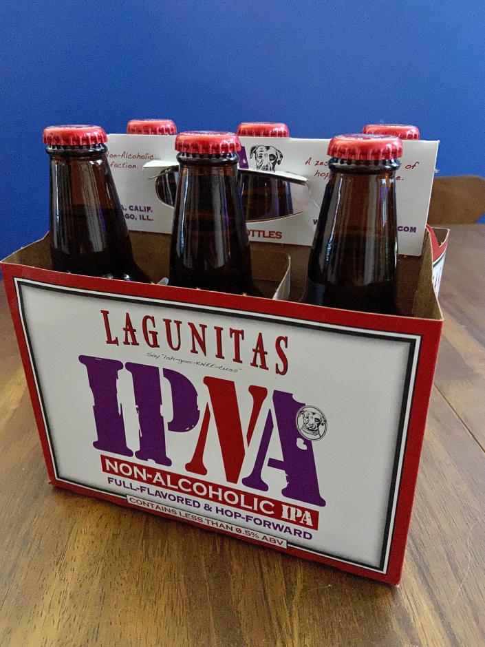 Lagunitas IPNA nonalcoholic beer bottle