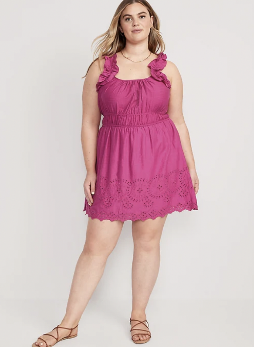 Old Navy Waist-Defined Ruffle-Trimmed Mini Dress