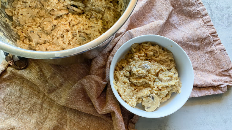 Risotto in pot and bowl