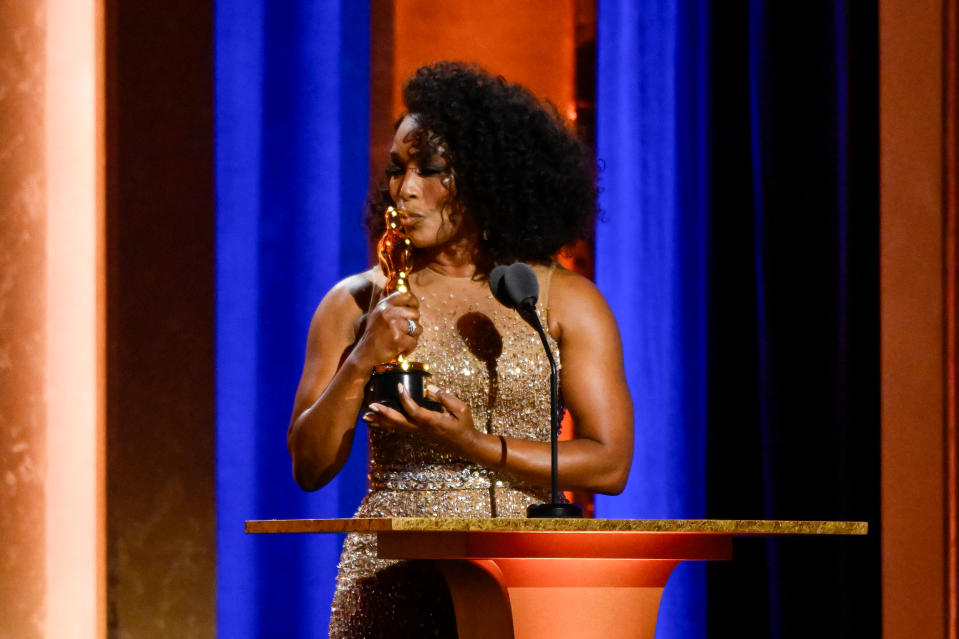 Angela Bassett at the 14th Governors Awards held at The Ray Dolby Ballroom at Ovation Hollywood on January 9, 2024 in Los Angeles, California. (Photo by Michael Buckner/Variety via Getty Images)