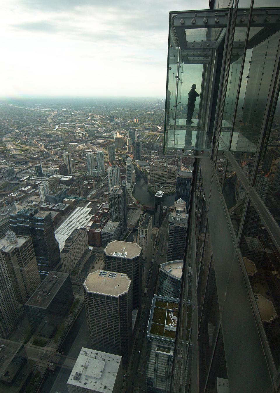 Chicago, Illinois, USA - 2019: The view from the Willis Tower, a 110-story 1,450-foot (442.1 m) skyscraper in the downtown district.