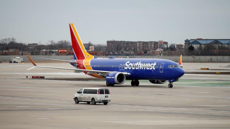FILE PHOTO: A Southwest Airlines Co. Boeing 737 MAX 8 aircraft taxis at Midway International Airport in Chicago