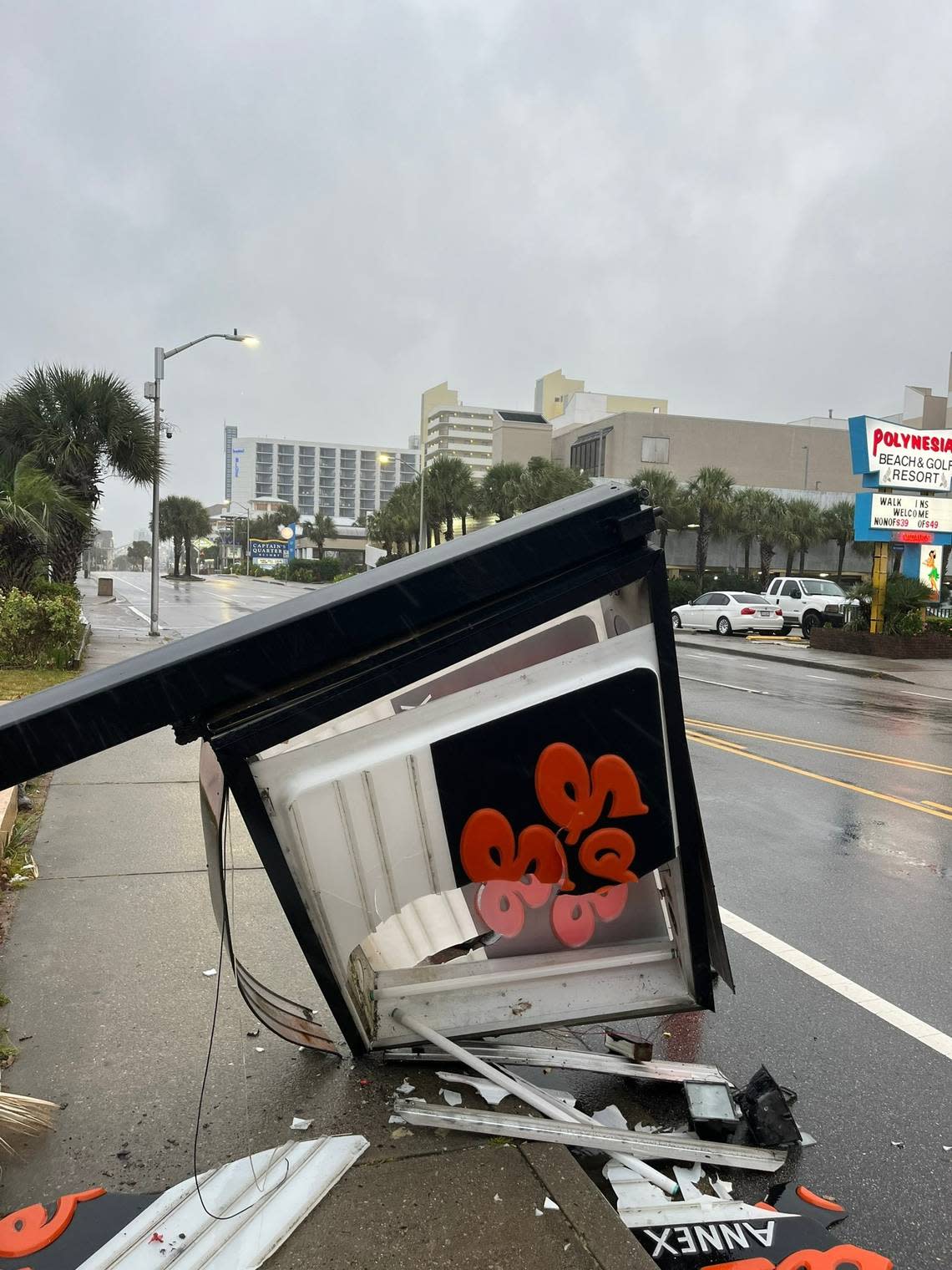 The streets and boardwalk in downtown Myrtle Beach were empty Friday morning as Hurricane Ian inches closer as a category 1 storm. Chris Segal/Sun News