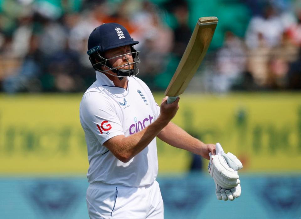 Jonny Bairstow failed to add a single run on a dreadful start to his 100th Test outing (REUTERS)