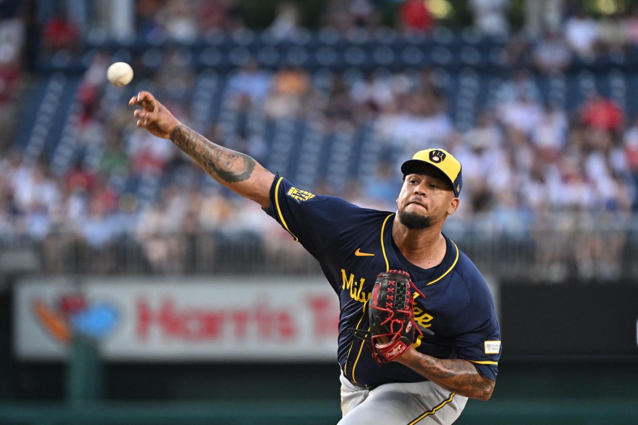 Starting pitcher Frankie Montas joined the Brewers at the trade deadline last month.