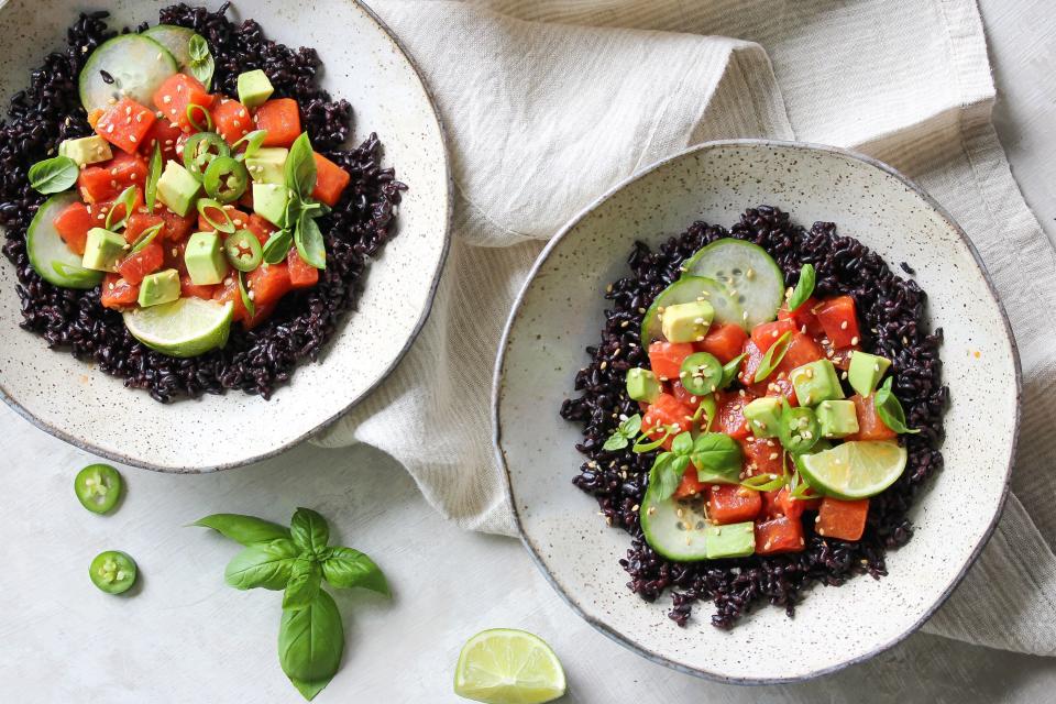 Watermelon Sesame Poke Bowls