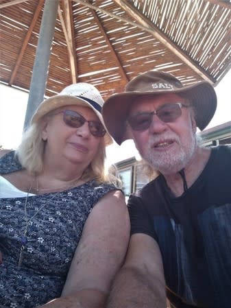An undated picture shows Sonja and Paul Brain as they pose for a selfie during their holidays in an unknown location