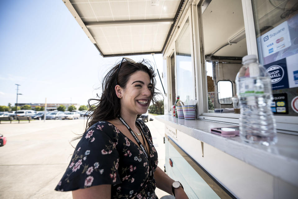 HuffPost reporter Jenna Amatulli orders ice cream from the Loblolly food truck.