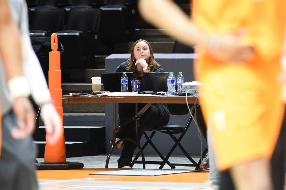 Mary-Carter Eggert, Tennessee’s director of basketball operations, at a basketball practice, in the Food City Center, in Knoxville, Tenn., Wednesday, March 27, 2024.