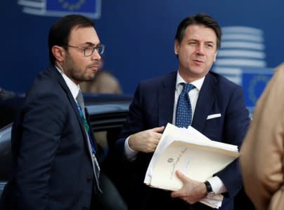 Italian Prime Minister Giuseppe Conte arrives at a European Union leaders summit in Brussels, Belgium December 14, 2018.  Alastair Grant/Pool via REUTERS