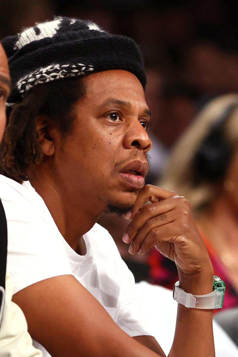 Jay Z wearing a green Richard Mille 56 watch