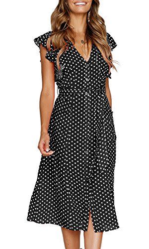 14) Summer Boho Polka Dot Swing Midi Dress