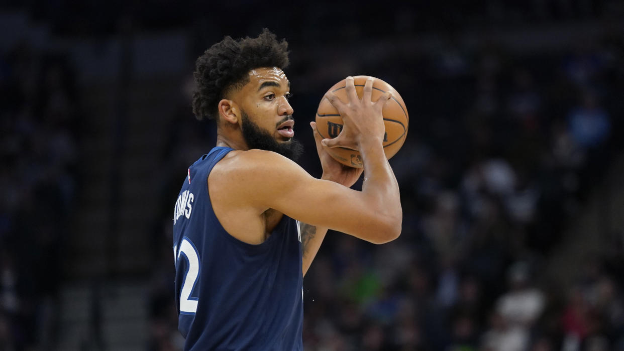 Karl-Anthony Towns might be the odd man out on the Minnesota Timberwolves' center-heavy roster. (AP Photo/Abbie Parr)