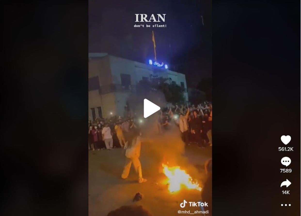 Scenes of protest in Iran are difficult to get out of the country, but TikTok users are rising to the challenge. Screen capture by The Conversation