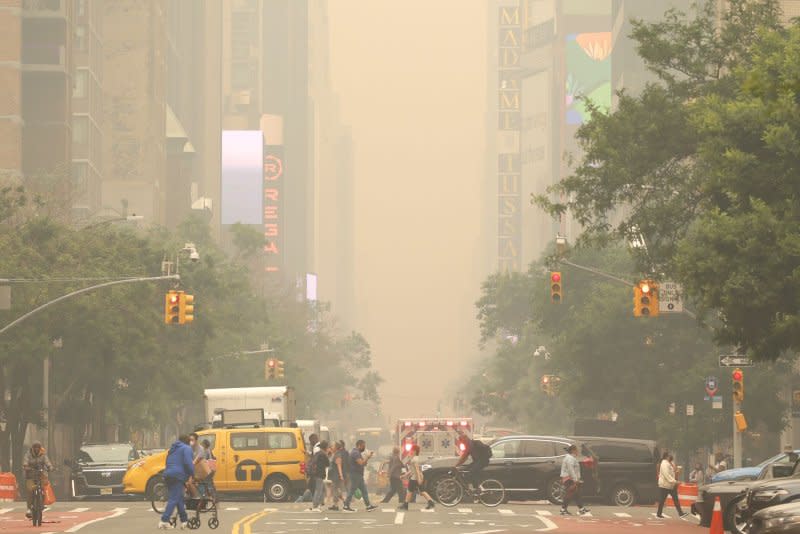 Smoke from Canadian wildfires sent asthma sufferers to emergency rooms across the United States. File Photo by John Angelillo/UPI