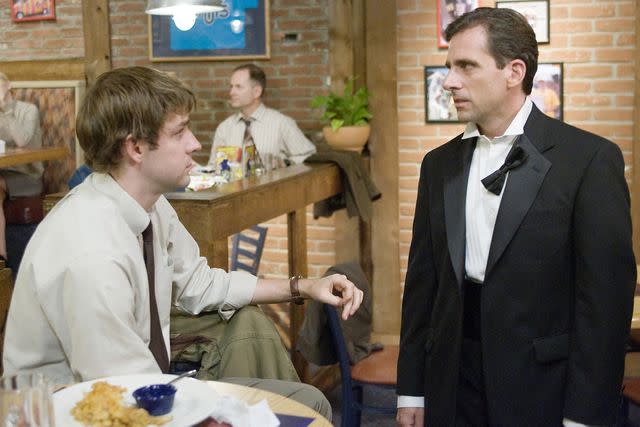 <p>Paul Drinkwater/NBCU Photo Bank</p> Steve Carell and John Krasinski in 'The Office' (2005)