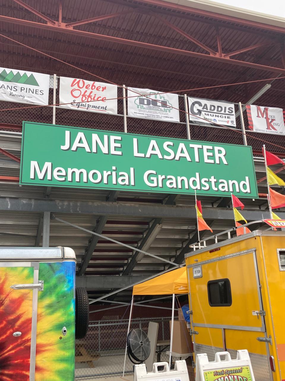 On Saturday the grandstand at the Delaware County Fairgrounds was named in honor of the late Jane Lasater, who spent decades in local elected office and also on the Fair Board of directors prior to her death in April.
