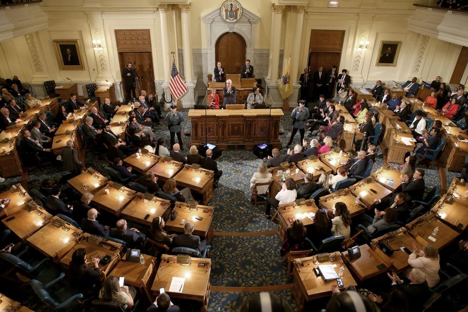 New Jersey Gov. Phil Murphy delivers his State of the State address to a joint session of the Legislature at the Statehouse in Trenton Tuesday, Jan. 9, 2024.