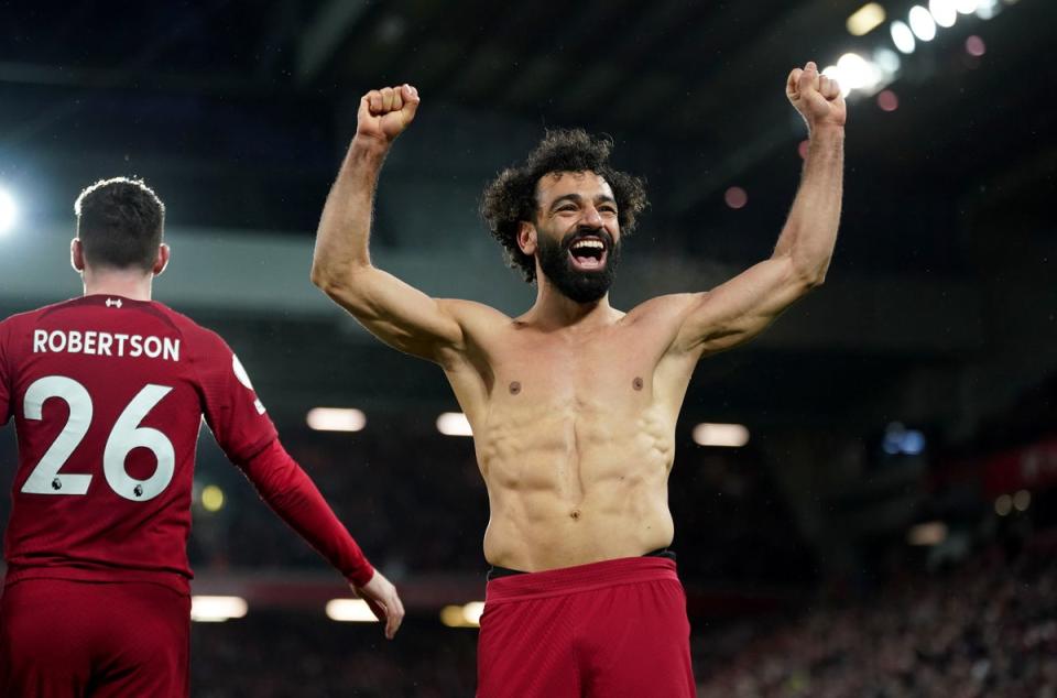 Mohamed Salah celebrates for Liverpool (PA)