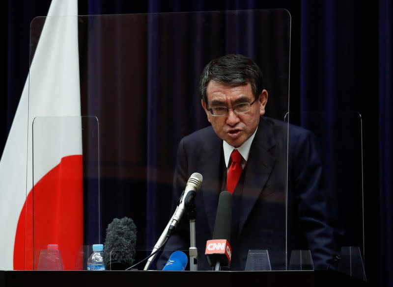 Japanese minister in charge of vaccine roll-out holds news conference on preparations, in Tokyo