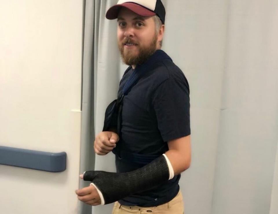 Adam Nicholas fractured both his arms in a Lime scooter crash in January. Source: Supplied