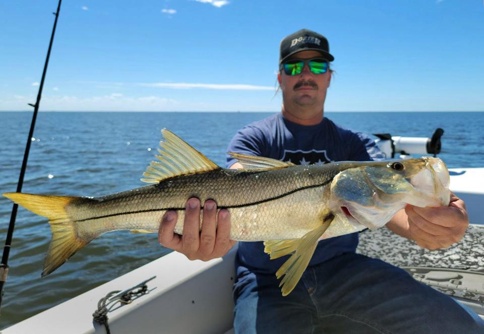 James Anderson of Ocala caught this slot-size 32-inch snook on a live pinfish while fishing in Yankeetown with Capt. Marrio Castello, of Tall Tales Charters, recently.