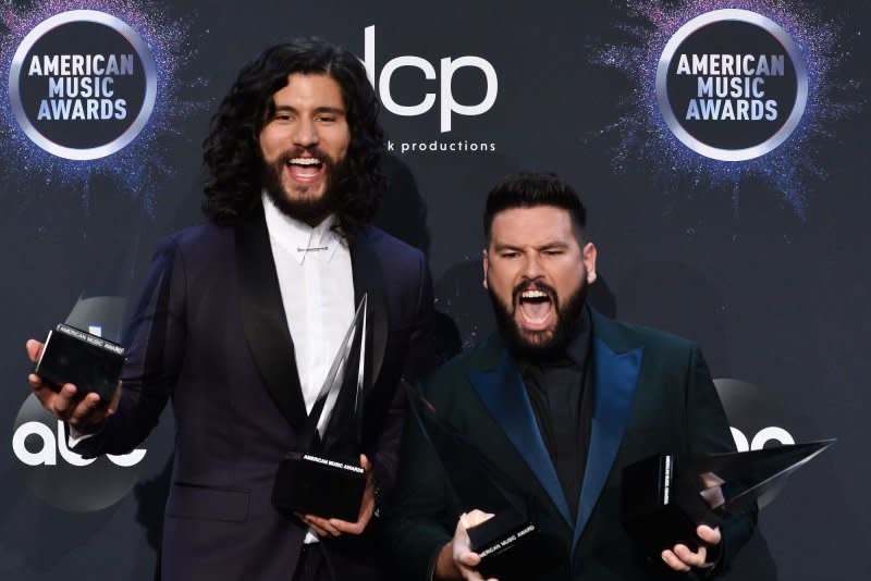Dan + Shay attend the American Music Awards in 2019. File Photo by Jim Ruymen/UPI