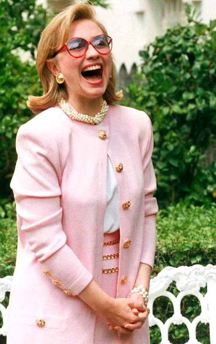 Hillary Clinton looking pretty in pink on May 15, 1995