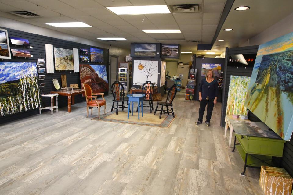 Owner Karen Ellsbury shows off the newly remodeled HEart Gallery at 307 W. Main Street, which will be one of the businesses participating in Small Business Saturday and the downtown artwalk on Nov. 25 in Farmington.