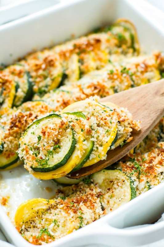 <p>Evolving Table</p><p>Yellow squash and zucchini are baked in the oven to perfection with a crispy crust made from Parmesan cheese and breadcrumbs. This easy casserole is amazing for summer picnics and potlucks.</p><p><strong>Get the recipe: <a href="https://www.evolvingtable.com/healthy-summer-squash-casserole/" rel="nofollow noopener" target="_blank" data-ylk="slk:Healthy Summer Squash Casserole;elm:context_link;itc:0;sec:content-canvas" class="link ">Healthy Summer Squash Casserole</a></strong></p>