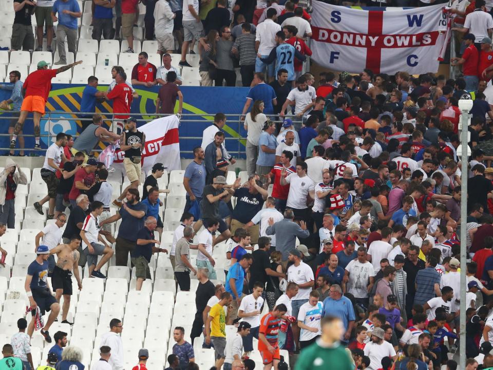 Fans clashed after the Euro 2016 match between England and Russia: Getty