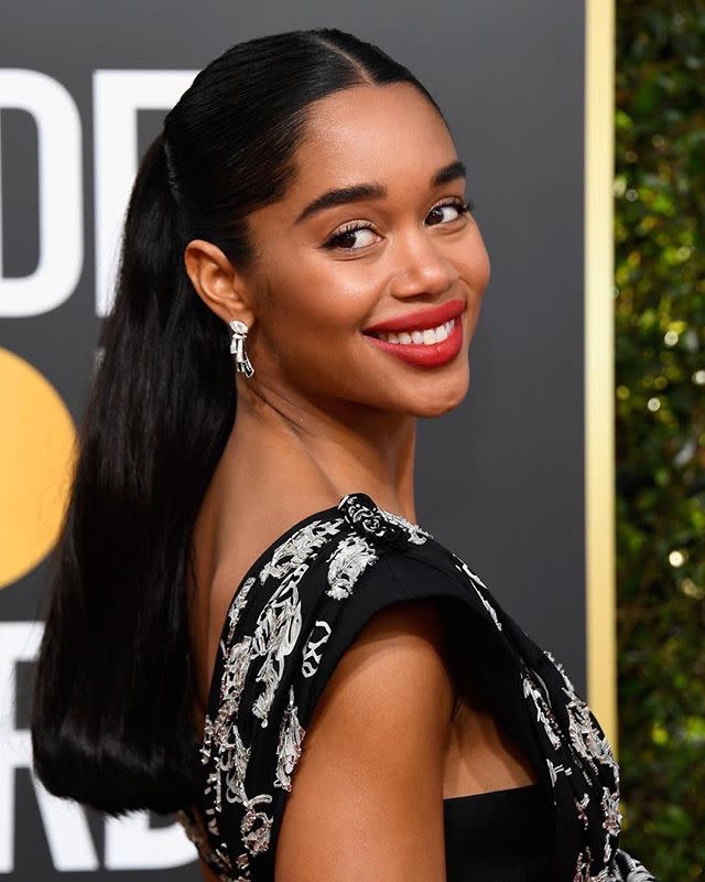 24) Laura Harrier's Middle-Parted Ponytail