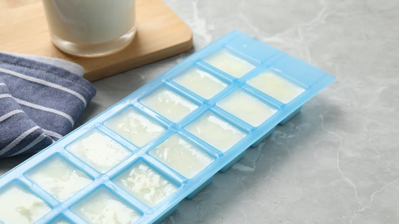 Frozen milk ice cube tray