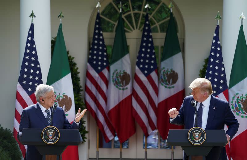 Foto del miércoles del presidente de EEUU, Donald Trump, y su par de Mexico, Andres Manuel Lopez Obrado, en la Casa Blanca