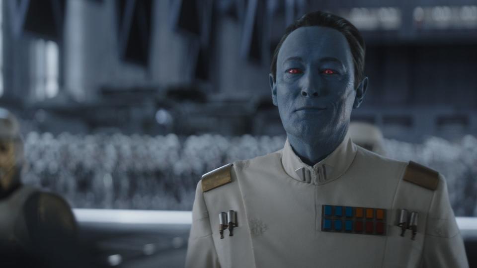 grand admiral thrawn lars mikkelsen with night troopers in lucasfilms star wars ahsoka, exclusively on disney lucasfilm ltd tm all rights reserved