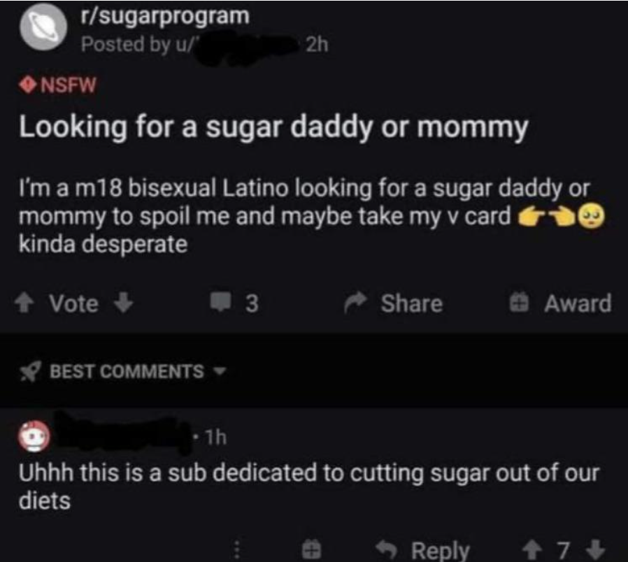 "Uhhh this is a sub dedicated to cutting sugar out of our diets"