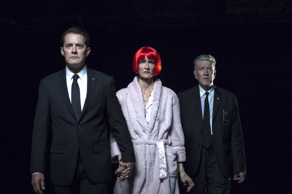 Kyle MacLachlan, Laura Dern and David Lynch in a still from Twin Peaks. Photo: Suzanne Tenner/SHOWTIME