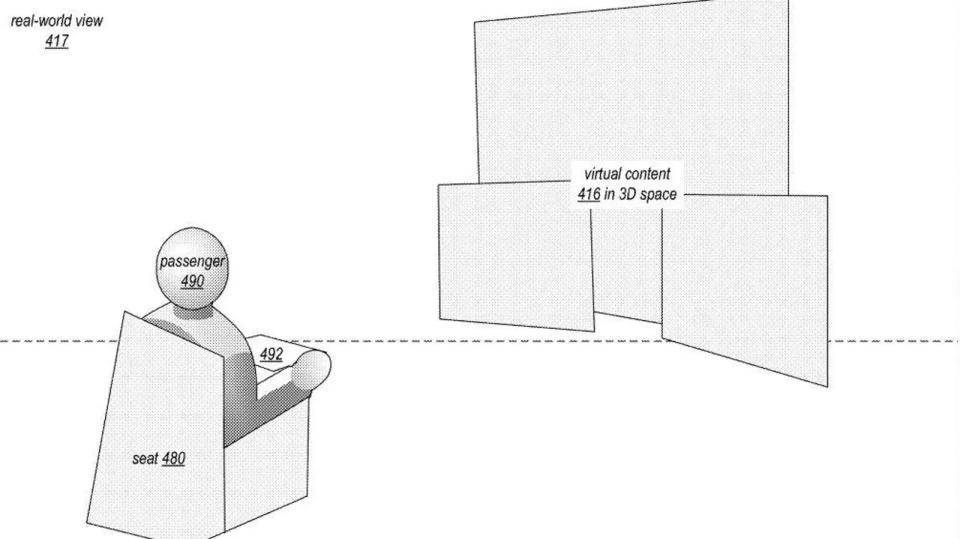 蘋果稱沒有車窗，可以減低乘客暈車浪的機會。（美國專利及商標局）