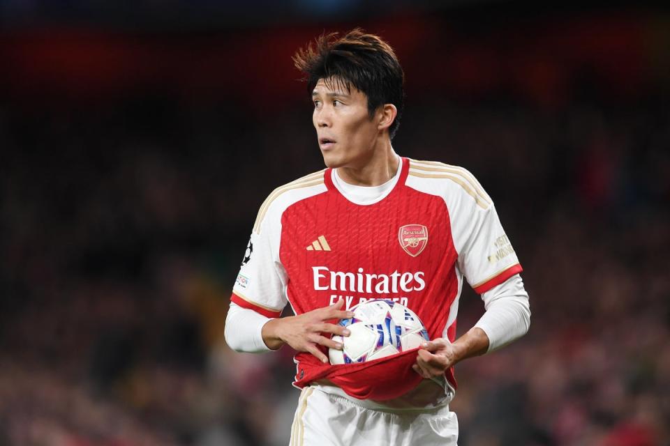 Takehiro Tomiyasu is very close to making his return to action with Arsenal (Arsenal FC via Getty Images)
