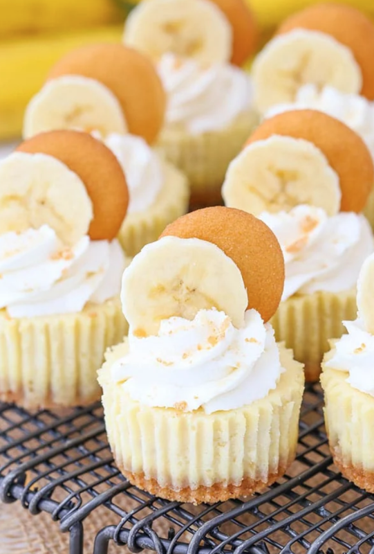 <p>Life, Love and Sugar</p><p>These mini banana pudding cheesecakes are made with vanilla wafer crusts, banana cheesecake filling and topped with whipped cream!</p><p><strong>Get the recipe: <a href="https://www.lifeloveandsugar.com/mini-banana-pudding-cheesecakes/" rel="nofollow noopener" target="_blank" data-ylk="slk:Mini Banana Pudding Cheesecakes;elm:context_link;itc:0;sec:content-canvas" class="link rapid-noclick-resp">Mini Banana Pudding Cheesecakes</a></strong></p>