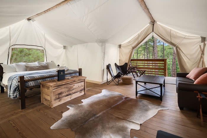 Interior of a Suite Tent at Under Canvas Mount Rushmore