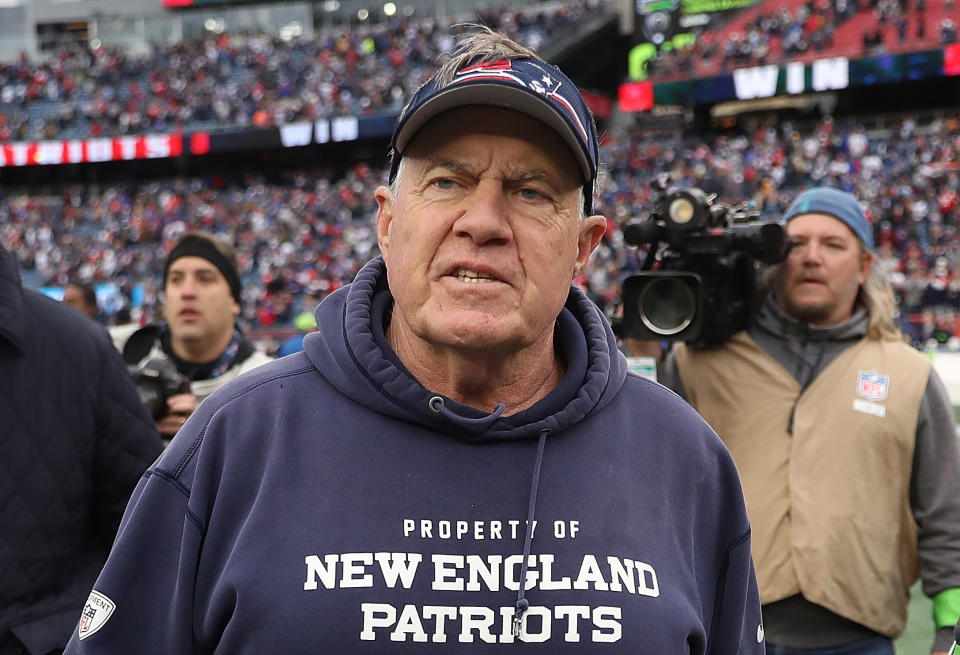 Bill Belichick won his 300th game Sunday, joining Don Shula and George Halas in the 300-win club. (Maddie Meyer/Getty Images)