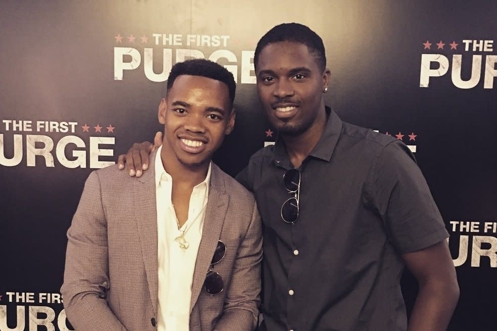 "Pact with God": Amani Simpson, far right, with actor Jovian Wade: ES Local Feed