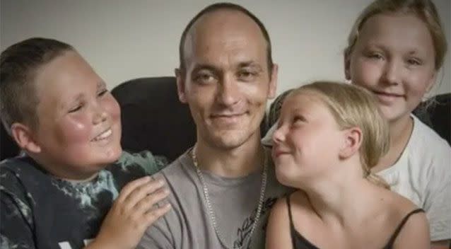 The 34-year-old with his three kids. Source: 7 News