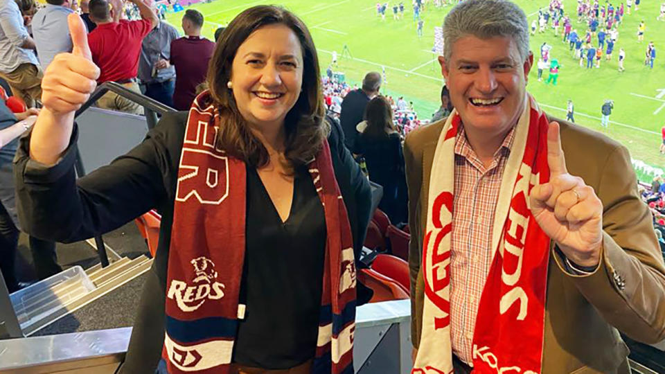 Annastacia Palaszczuk, pictured here at the Super Rugby final. 